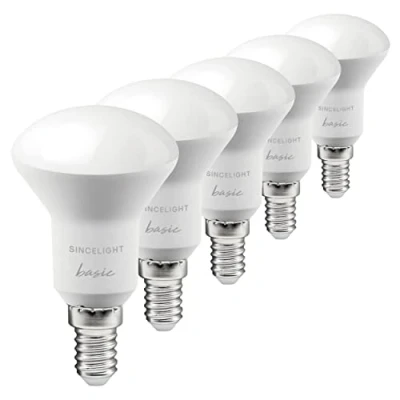 Afbeelding van SINCELIGHT LED 5W Spot Gloeilampen met E14 kap, R50 Zacht Licht Reflector Melkachtige Diffuser, Koel Wit 6000K, Rijke Kleur RA≈92, Set van 5