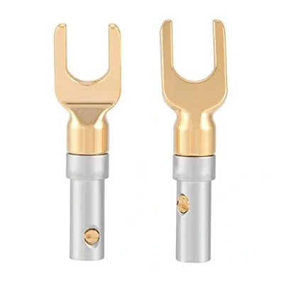 Afbeelding van Hi Fi Spade Connectors, 6 stks Vergulde 4mm Banana U Vork Y Plug Luidsprekerdraad Connector Schroef Type Houder