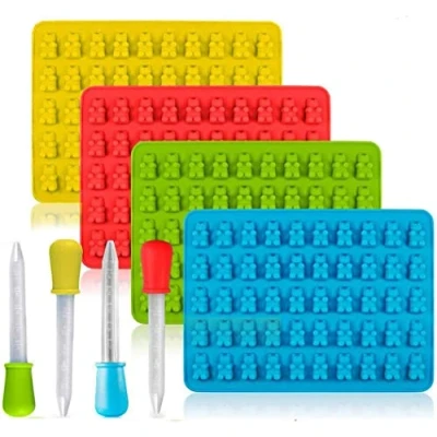 Afbeelding van Siliconen Chocolade Snoep Mallen Non Stick Bakvormen Ijsblokjes Trays voor het Maken Van Cake Muffin Cupcake Gumdrop Jelly met 4 Druppelaar (18,5 * 13,5 1 cm)