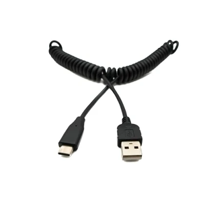 Afbeelding van System S USB type C 3.1 naar 2.0 spiraalkabel datakabel oplaadkabel adapterkabel 50 cm 100 zwart