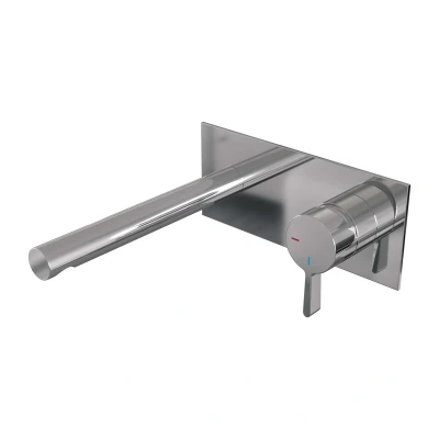 Afbeelding van Brauer Chrome Edition Wastafelmengkraan inbouw rechte uitloop links hendel middel dik afdekplaat model E 1 chroom