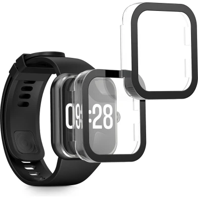 Afbeelding van kwmobile 2x cover geschikt voor Xiaomi Redmi Watch 4 Fitnesstracker van gehard glas en kunststof frame set transparant