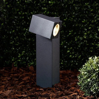 Afbeelding van Lucande LED buitenlamp 1licht aluminium, temperglas H: 30 cm grafietgrijs Inclusief lichtbron