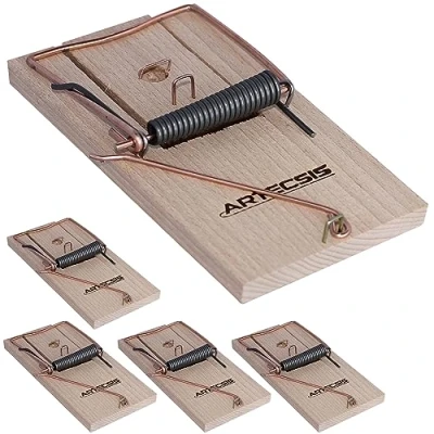 Afbeelding van ARTECSIS Set van 5 rattenvallen, grote houten vloermat, 16,5 x 8,5 cm, herbruikbaar, effectief