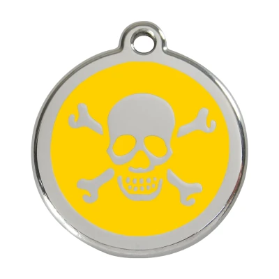 Afbeelding van Cross Bone Yellow roestvrijstalen hondenpenning large/groot dia. 3,8 cm RedDingo