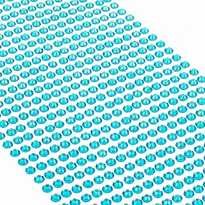 Afbeelding van Movoja Lichtblauwe strass steentjes, ronde glitterstenen, 880 stuks, Ø 4 mm, zelfklevend voor decoratie en knutselen, sierstenen om op te plakken, stenen decoratieve stenen, knutselstenen, blauw,