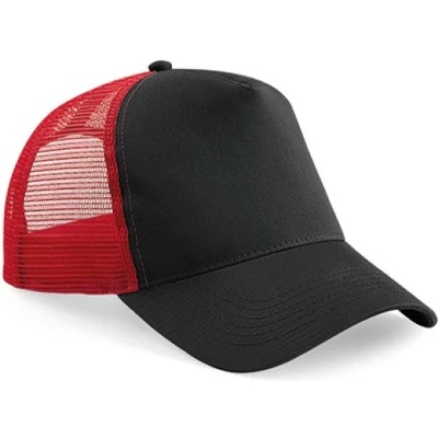 Afbeelding van Beechfield Pet ‘Trucker Cap’ Zwart met Rood One Size