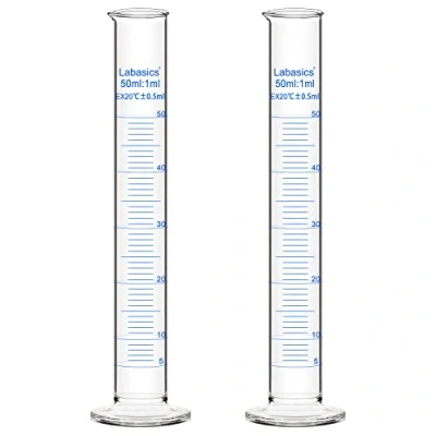 Afbeelding van Labasics 2 Pack 50 ml Borosilicaat Glas Maatcilinder Gegradueerde Cilinder