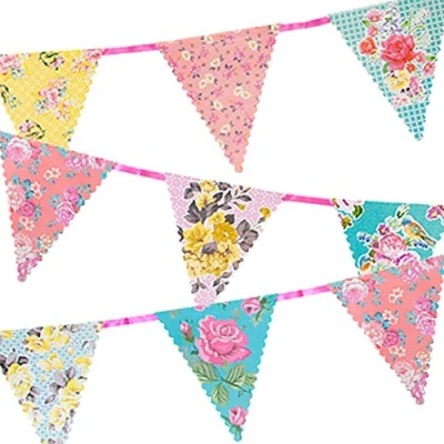 Afbeelding van Talking Tables Bloemen Thee Party Bunting Decoraties Echt Scrumptious Geweldig voor verjaardagsfeest, babydouche, bruiloft en verjaardag Papier, 4M