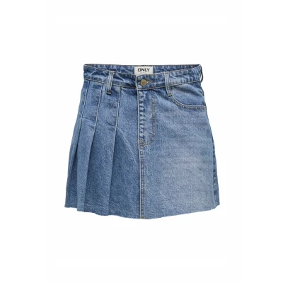 Afbeelding van Only ONLKADIE REG PLEAT DNM SKORT MAE Light Blue Denim Rok XS