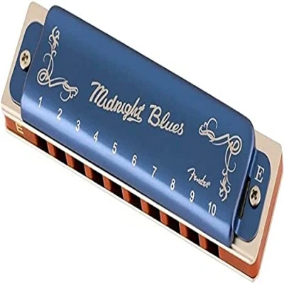 Afbeelding van Fender® »MIDNIGHT BLUES HARMONICA« mondharmonica Diatonisch 10 gaten stemming: E Kleur: Blauw (Limited Edition)