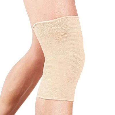 Afbeelding van Elastische Kniebrace van Actesso Lichtgewicht, Compressieband voor Gewrichtspijn en Kneuzingen Tijdens het Sporten na Blessures. Rechts of Links Zowel Mannen als Vrouwen (Medium, beige)