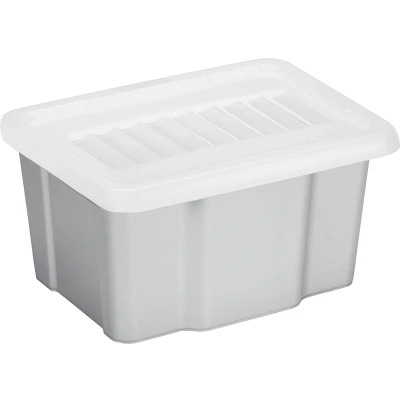 Afbeelding van Sunware opslagbox kunststof 24 liter lichtgrijs 42 x 33 22 cm met deksel Opbergbox