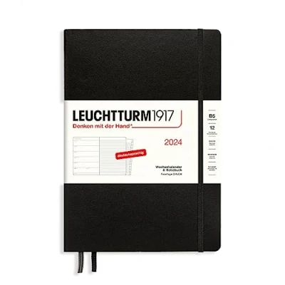 Afbeelding van LEUCHTTURM1917 367763 Weekkalender en notitieboek Composition (B5) 2024, met extra boekje voor adressen jubilea, zwart, Duits, 12 maanden