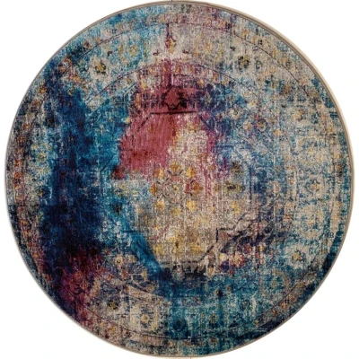 Afbeelding van Picasso Heriz Vintage Vloerkleed Multi / Blauw Laagpolig 200 cm rond