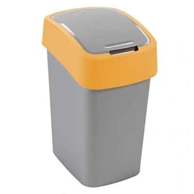 Afbeelding van CURVER Flip Bin afvalemmer met klapdeksel, 50 liter, zilver/oranje