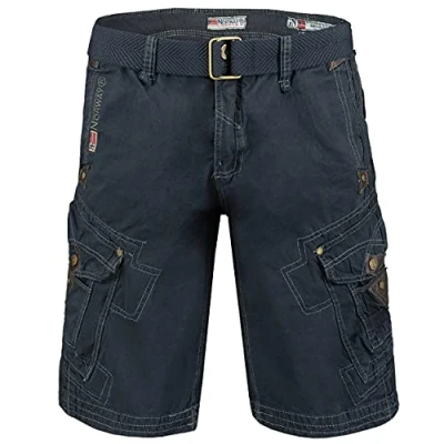 Afbeelding van Geographical Norway PEANUT MEN Mannen Casual Katoenen Bermuda Shorts Sport Cargo Ademende Chino Korte Normaal Comfortabel MARINEBLAUW L