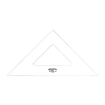 Afbeelding van Graphoplex Tekendriehoek, 45 3 randen rechts transparant 37 cm doorzichtig