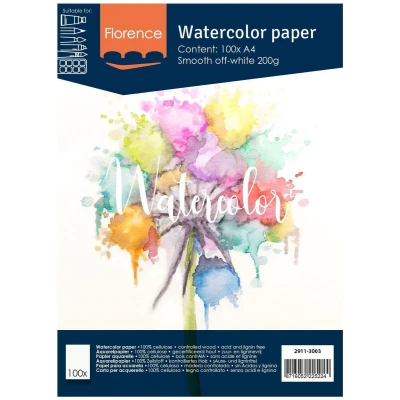 Afbeelding van Aquarelpapier Off White A4 200 grams Gladde Structuur Smooth Florence 100 vellen