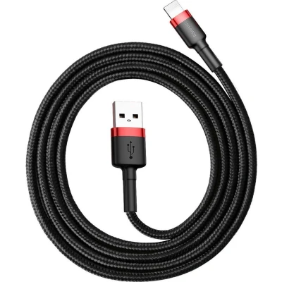 Afbeelding van Baseus Universele USB naar Lightning kabel Geschikt voor o.a. Apple/iPhone en andere apparaten 1 Meter 2.5A Zwart/Rood