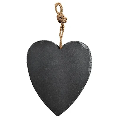 Afbeelding van Decoratie hart 27 cm van leisteen Krijtbord hanger
