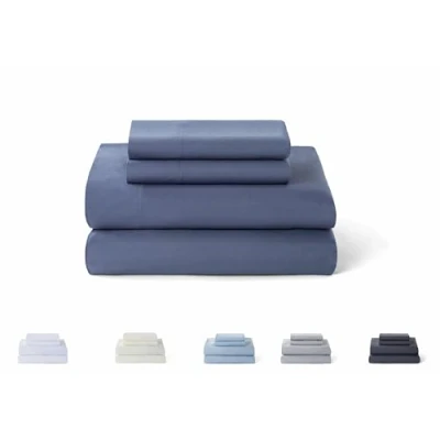 Afbeelding van Todocama Beddengoedset, 4 delig, 5003, hoeslaken, sprei, 2 kussenslopen 50 x 80 cm (bed 105 190/200 cm, blauwgrijs)