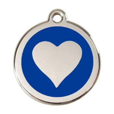 Afbeelding van Heart Navy roestvrijstalen hondenpenning large/groot dia. 3,8 cm RedDingo