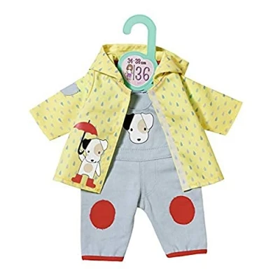 Afbeelding van Dolly Moda 870594 Tuinbroek met regenjas 36cm voor peuters van 12 maanden en ouder Gemakkelijk kleine handen Promote empathie &amp; sociale vaardigheden. Inclusief outfit