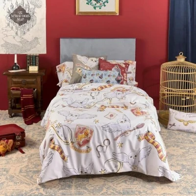 Afbeelding van BELUM Harry Potter Dekbedovertrek Hedwig Model met Knopen 100% Katoen Kwaliteit (90 cm Bed (155 x 220 cm))