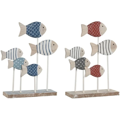 Afbeelding van Decoratieve figuren Home ESPRIT Blauw Wit Rood Vissen 17 x 6 25 cm (2 Stuks)