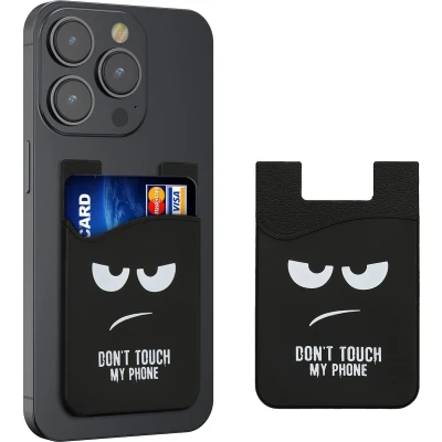 Afbeelding van kwmobile 2x zelfklevende pasjeshouder voor telefoon Kreditkarten Pashouder 4 pasjes of geld Siliconen cover met design 5,5 x 9 cm