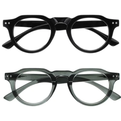 Afbeelding van OPULIZE RIO 2 Pack Blauwlichtfilter Bril Plat Bovenstuk Zwart &amp; Grijs Heren Dames Veerscharnieren BB53 17