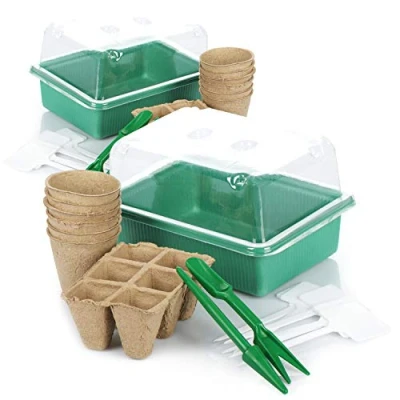 Afbeelding van COM FOUR® 34 delige kweekset, kweekset met minikas en veel accessoires, voor het kweken van planten in voorjaar (34 mix)