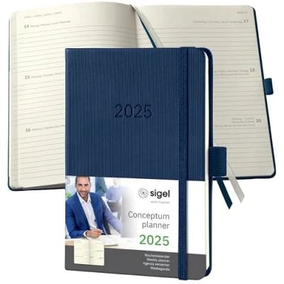Afbeelding van Weekagenda Conceptum A6 2025 (NL/FR/EN/DU) midnight Blue Hardcover