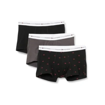 Afbeelding van Tommy Hilfiger Signature 3P Trunk Print Onderbroeken, Heren, Maat: Small, Black dk ash pink flag