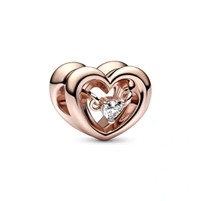 Afbeelding van Pandora 782493C01 Stralend hart en zwevende steen Bedel Bedels horloge Rosekleur