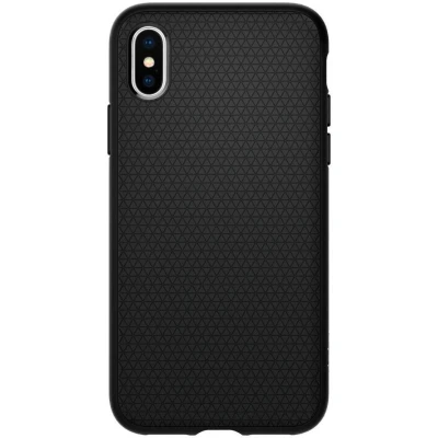 Afbeelding van Apple iPhone X Hoesje Siliconen en TPU (zacht) Spigen Softcase/Backcover Zwart Telefoonhoesje Shockproof/Valbescherming