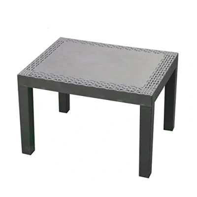 Afbeelding van Spetebo Tuintafel Jack antraciet met rotan look, 59 x 46 cm, kunststof bijzettafel, balkontafel, terrastafel, eettafel, klein, weerbestendig, voor buiten