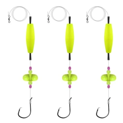 Afbeelding van MiOYOOW meerval Float Rigs, 3 stuks Rattler Tackle Floats lichtgevende dubbele rammelaars kralen drijven met 55 lbs trekkracht voor vissen