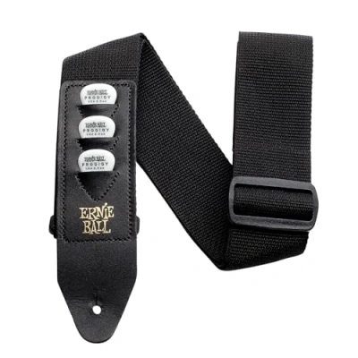 Afbeelding van Ernie Ball 4039 Pickholder Strap Black gitaarband met plectrumhouder