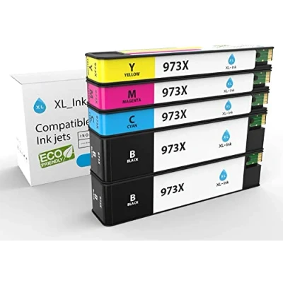 Afbeelding van XL Ink Inktcartridges compatibel met HP 973x / HP973x Economy Pack van 5 (CMY 2X BK: L0S07AE, F6T81AE, F6T82AE, F6T83AE. Capaciteit: 2 x 10.000 pagina&#039;s, 3 7000 pagina&#039;s)