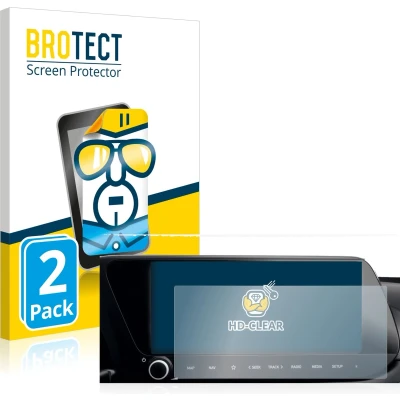 Afbeelding van BROTECT (2 Stuks) Schermbeschermer voor Hyundai i20 2022 Infotainment System 10&quot; Screen Protector Transparant