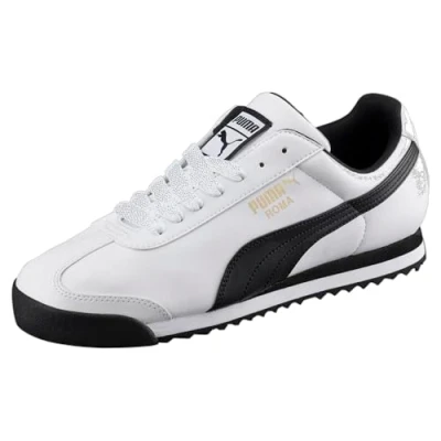 Afbeelding van PUMA Heren Roma Sneaker, Wit Zwart Leer, 47 EU