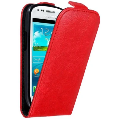 Afbeelding van Cadorabo Hoesje geschikt voor Samsung Galaxy S3 MINI in APPEL ROOD Beschermhoes Flip Case Cover magnetische sluiting