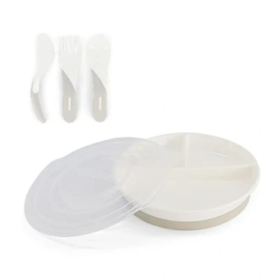 Afbeelding van Twistshake Baby Servies Set Bordje + Bestek 6m+ BPA Vrij Voedings Training Voor Kinderen Wit