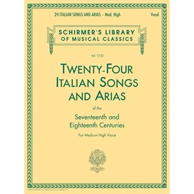 Afbeelding van Twenty four italian songs and arias of the 17th 18th centuries Medium High voice: Schirmer Library Classics Volume 1722 Voice Book Only