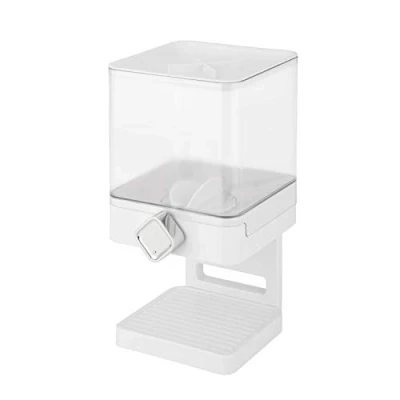 Afbeelding van ZevrO Compact Dry Food Dispenser, Wit/Transparant, Chroom