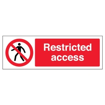 Afbeelding van VSafety Signs 67141AX S &quot;Beperkte Toegang&quot; Waarschuwingsbord, zelfklevend, landschap, 300 mm x 100 mm, zwart/rood