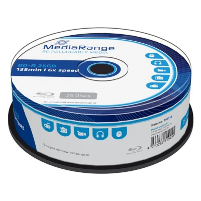 Afbeelding van BD R 25GB MEDIARANGE Blu Ray Recordable 6x Speed Cakebox 25 stuks