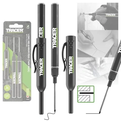 Afbeelding van Tracer markeerstiften met lange penpunt, voor diepe gatmarkering holster en ingebouwde broek/shirtclip, 2 stuks